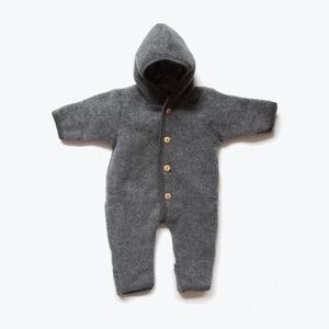 Siskin Slate Organic Merino Wool Fleece Pipit Suit in Size 3-6M (fits like 3-9M)